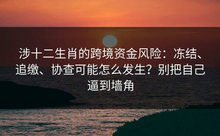 涉十二生肖的跨境资金风险：冻结、追缴、协查可能怎么发生？别把自己逼到墙角