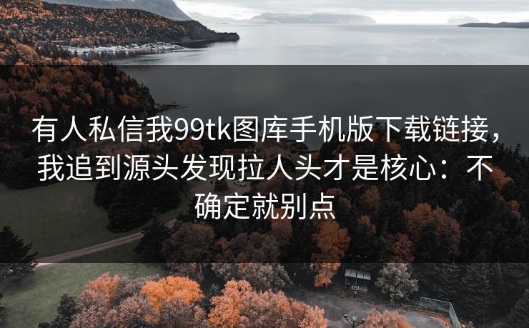 有人私信我99tk图库手机版下载链接，我追到源头发现拉人头才是核心：不确定就别点
